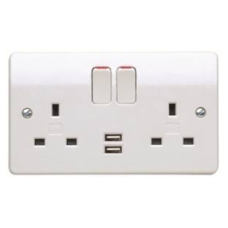 K2743 MK 13A 2 Gang Twin USB Double Pole Switched Socket Outlet K2743 MK 13A 2 Gang Twin USB Double Pole Switched Socket Outlet